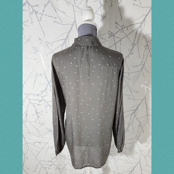 Kaffe Gray Stars Printed Button Front Blouse - Picture 3 of 4